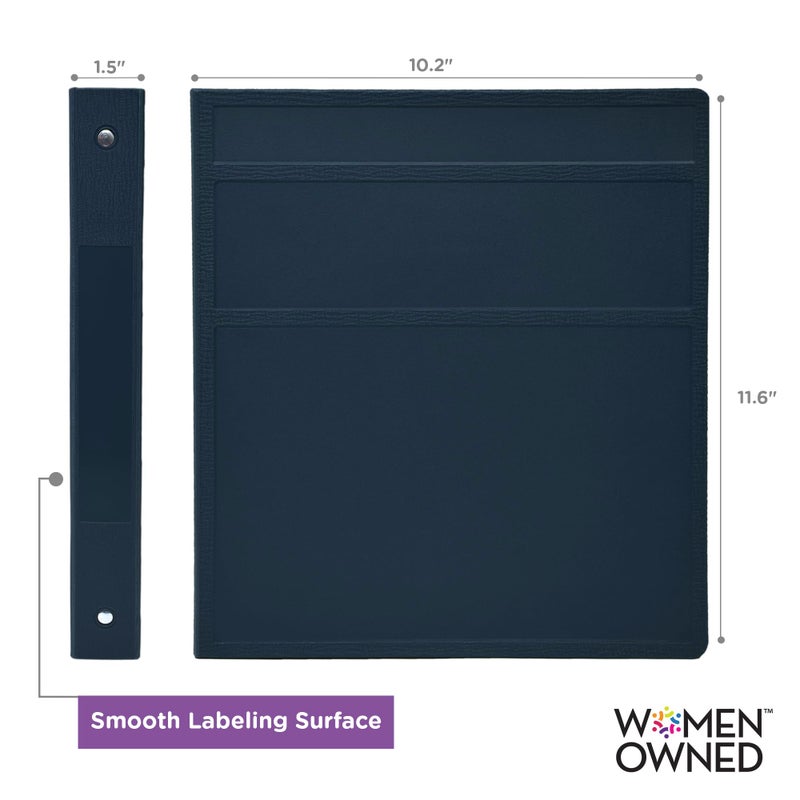 Carstens 1-Inch Heavy Duty 3-Ring Binder - Side Opening, Navy Blue, Durable Plastic, Precision No-Gap Rings, Waterproof Cover, No Pockets, Holds 125 US Letter Sheets, BPA-Free, Made in USA (8708-3R) - Image 3